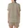 Women's Minimalist Ribbed Loungewear: Oatmeal Knit Texture Design Set Satin Short-Sleeve Pajamas Set - 3