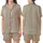 Women's Minimalist Ribbed Loungewear: Oatmeal Knit Texture Design Set Satin Short-Sleeve Pajamas Set - 1