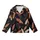 Women's Black Real Ostrich Feather Trim Full Length Polyester Blend Pajama Set Kid Satin Pajamas Set - 2