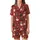 Women's & Pug Lovers Pajamas: Deep Red Christmas Pattern with Santa Hat Pugs & Snowflakes Satin Short-Sleeve Pajamas Set - 2