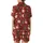 Women's & Pug Lovers Pajamas: Deep Red Christmas Pattern with Santa Hat Pugs & Snowflakes Satin Short-Sleeve Pajamas Set - 3