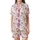 Teen Tween Pink Slumber Party Sleep Set: Playful Pizza, Pajama, Popcorn & Star Pattern Satin Short-Sleeve Pajamas Set - 2