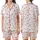 Women's White Crinkle Muslin Pajamas: Pink Heart Pattern - Organic Cotton 3-Piece Set Satin Short-Sleeve Pajamas Set - 1