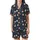 Youthful Spirits' Whimsical Cosmic Pattern with Muted Pastel Planets and Multi-Color Stars on Deep Slate Blue Satin Short-Sleeve Pajamas Set - 2