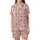 Women's Whimsical Pink Flamingo Christmas Sleep Set: Santa Hat & String Light Holiday Pattern Satin Short-Sleeve Pajamas Set - 2