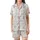 Playful Eid Celebration: Hand-Drawn Mosque & Moon Outline Art Print Satin Short-Sleeve Pajamas Set - 2