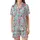 Aqua Candy Cane Swirl Lollipop Hard Ribbon Gumdrop Strawberry Snowflake Design Satin Short-Sleeve Pajamas Set - 2