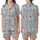 Aqua Candy Cane Swirl Lollipop Hard Ribbon Gumdrop Strawberry Snowflake Design Satin Short-Sleeve Pajamas Set - 1