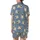 Pug Lovers' Muted Dusty Blue Seamless Pattern with Cute Resting Cream Pugs, White Outlines, and Polka Dots Satin Short-Sleeve Pajamas Set - 3