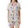Dreamers' Seamless Whimsical Indigo Blue Moon Golden Star Sleeping Animals Pattern Satin Short-Sleeve Pajamas Set - 2