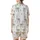 Llama Lover Pajamas: Whimsical Light Grey Llama & Pastel Cactus Pattern Satin Short-Sleeve Pajamas Set - 3