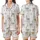 Llama Lover Pajamas: Whimsical Light Grey Llama & Pastel Cactus Pattern Satin Short-Sleeve Pajamas Set - 1