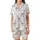 Llama Lover Pajamas: Whimsical Light Grey Llama & Pastel Cactus Pattern Satin Short-Sleeve Pajamas Set - 2