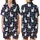 Llama Lovers' Whimsical White Llama Sombrero Cactus Bunting Navy Blue Desert Art Satin Short-Sleeve Pajamas Set - 1