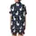 Llama Lovers' Whimsical White Llama Sombrero Cactus Bunting Navy Blue Desert Art Satin Short-Sleeve Pajamas Set - 3