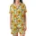 Women's Golden Yellow Sunflower & Light Blue Butterfly Creamy Yellow Watercolor Floral Satin Short-Sleeve Pajamas Set - 2