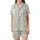Women's Cute Bear Cloud Two-Piece Loungewear: Cream Blue Wavy Long Sleeve V-Neck Set Satin Short-Sleeve Pajamas Set - 2