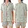 Women's Cute Bear Cloud Two-Piece Loungewear: Cream Blue Wavy Long Sleeve V-Neck Set Satin Short-Sleeve Pajamas Set - 1