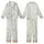 Women's Cute Bear Cloud Two-Piece Loungewear: Cream Blue Wavy Long Sleeve V-Neck Set Kid Satin Pajamas Set - 1