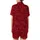 Women's All-Season Ruby Red Abstract Silk Pattern Polyester V-Neck Shorts Pajama Set Satin Short-Sleeve Pajamas Set - 3