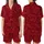 Women's All-Season Ruby Red Abstract Silk Pattern Polyester V-Neck Shorts Pajama Set Satin Short-Sleeve Pajamas Set - 1