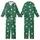 Women's Emerald Green Whimsical Santa & Candy Cane V-Neck Button Sleep Set Kid Satin Pajamas Set - 1