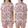 Women's Pastel Pink Whimsical Santa Reindeer Holiday Long Sleeve 2pc Pajama Set Satin Short-Sleeve Pajamas Set - 1