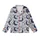 Gray Moon & Stars Pajama Sleep Set: Stylized Navy Crescent & Subtle Geometric Plaid Design Kid Satin Pajamas Set - 2