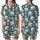 Women's Stylized Cream Elephant Pajamas: Desaturated Teal Paisley Sleep Set Satin Short-Sleeve Pajamas Set - 1