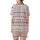 Women's Folkloric Fair Isle Christmas Pajamas: Reindeer Snowflake Long Sleeve Button-Front (White/Red) Satin Short-Sleeve Pajamas Set - 3