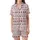 Women's Folkloric Fair Isle Christmas Pajamas: Reindeer Snowflake Long Sleeve Button-Front (White/Red) Satin Short-Sleeve Pajamas Set - 2