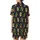 Hedgehog Lovers' Whimsical Navy Blue Cacti & Hedgehog Pattern with Red Berries Satin Short-Sleeve Pajamas Set - 3