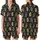 Hedgehog Lovers' Whimsical Navy Blue Cacti & Hedgehog Pattern with Red Berries Satin Short-Sleeve Pajamas Set - 1