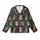 Hedgehog Lovers' Whimsical Navy Blue Cacti & Hedgehog Pattern with Red Berries Kid Satin Pajamas Set - 2