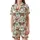 Boho Western Christmas Fans' Rustic Linocut Santa Highland Cow Terracotta Orange Forest Green All-Over Satin Short-Sleeve Pajamas Set - 2