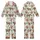 Boho Western Christmas Fans' Rustic Linocut Santa Highland Cow Terracotta Orange Forest Green All-Over Kid Satin Pajamas Set - 1