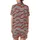 Women's Halter V-Neck Striped Red Ribbon Black Friday Motif Golden Charm Pajama Lounge Wear Satin Short-Sleeve Pajamas Set - 3