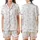 Women's Delicate Muted Floral Sprigs Pattern Silky Short Sleeve Long Pants Pajamas Set Satin Short-Sleeve Pajamas Set - 1