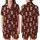 Women's Plus Size Pajamas: Seamless Dark Maroon Teddy Bear, Heart & Star Print Short Sleeve Sleep Set Satin Short-Sleeve Pajamas Set - 1