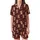 Women's Plus Size Pajamas: Seamless Dark Maroon Teddy Bear, Heart & Star Print Short Sleeve Sleep Set Satin Short-Sleeve Pajamas Set - 2