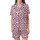 Dog Lover Mom's Scarlet Red Indigo Blue Watercolor Paw Print All-Over Satin Short-Sleeve Pajamas Set - 2