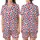 Dog Lover Mom's Scarlet Red Indigo Blue Watercolor Paw Print All-Over Satin Short-Sleeve Pajamas Set - 1