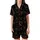 Scorpio Woman's Satin Two-Piece Sleep Set: Gold Celestial Scorpion & Constellation Design Satin Short-Sleeve Pajamas Set - 2