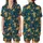 Women's Golden Sea Turtle Starfish Navy Aqua Teal Ornate Marine Foliage Design Satin Short-Sleeve Pajamas Set - 1