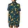 Women's Golden Sea Turtle Starfish Navy Aqua Teal Ornate Marine Foliage Design Satin Short-Sleeve Pajamas Set - 3