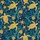 Women's Golden Sea Turtle Starfish Navy Aqua Teal Ornate Marine Foliage Design Satin Short-Sleeve Pajamas Set - 4