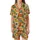 Women's Illustrative Hand-Drawn Orange Fruit & Tropical Botanical Geometric Satin Short-Sleeve Pajamas Set - 2