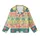 Bohemian Tropical Oasis: Vibrant Teal Coral Palm Tree & Exotic Bird Foliage Kid Satin Pajamas Set - 2