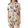 Countryside Living Rooster & Hen Watercolor Pattern: Vibrant Woven Cages Design - Loungewear Item Satin Short-Sleeve Pajamas Set - 2