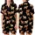 Highland Cow Christmas: Shaggy Watercolor Cows, Multi-Color Lights, Black Background - Festive Wearable Satin Short-Sleeve Pajamas Set - 1